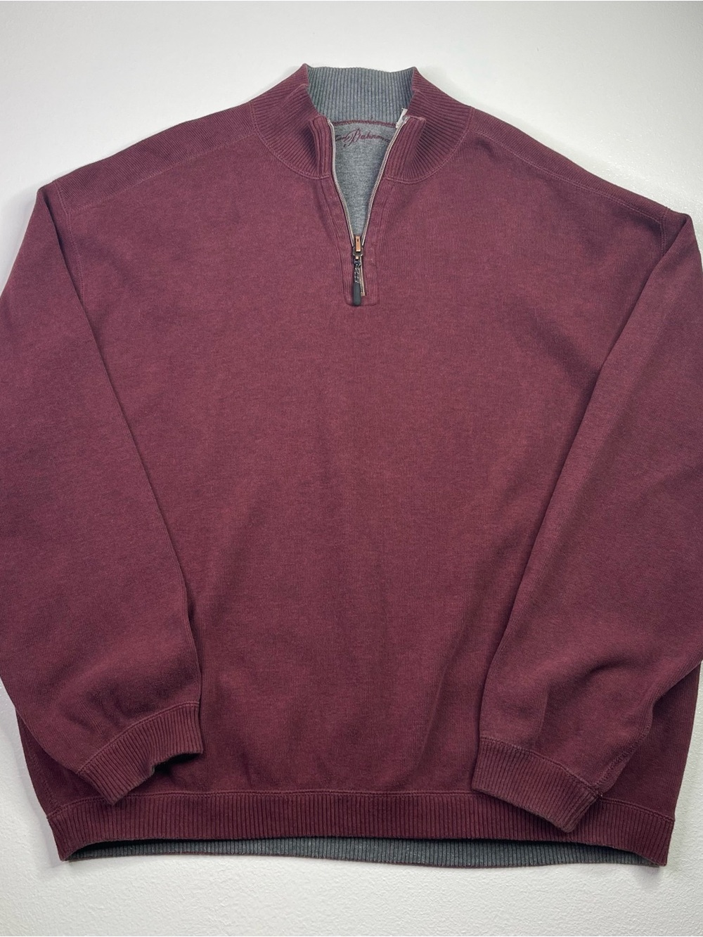 Tommy Bahama 1/4 Zip Maroon 100% Cotton Sweater XXL
